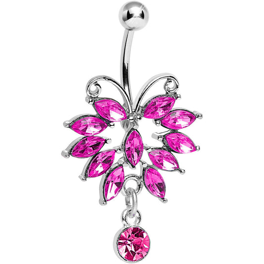 Pink Gem Majestic Big Bug Dangle Belly Ring