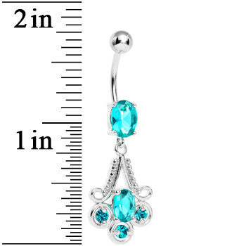 Aqua Gem Nottingham Lace Chandelier Dangle Belly Ring