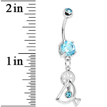 Double Aqua Gem Fruity Drink Dangle Belly Ring