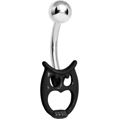 Black as Night Baby Owl Belly Ring