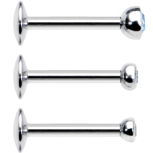 16G 5/16 Aqua Gem Helix Cartilage Barbell 3 Pack Set