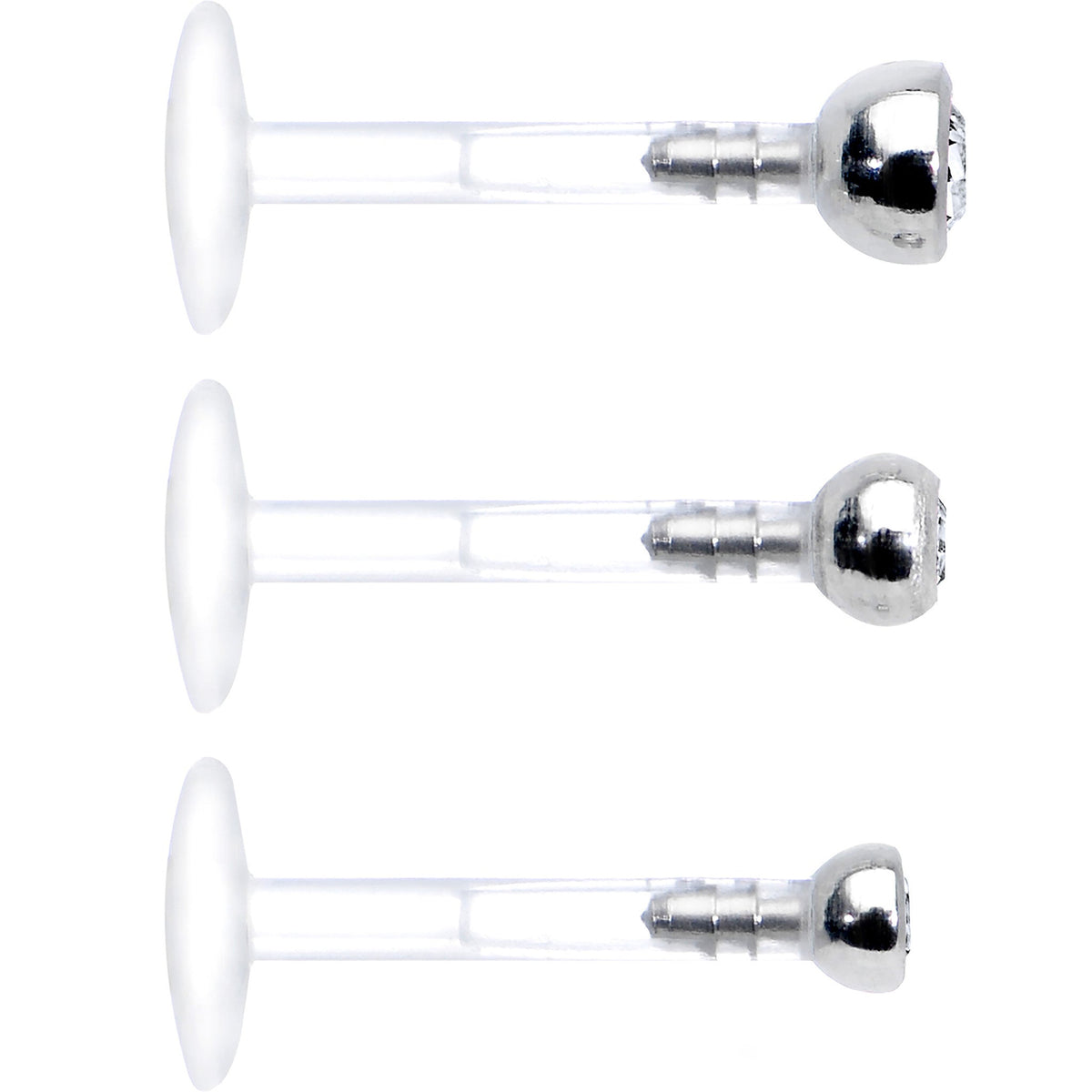 16G 5/16 Clear Gem Bioplast Triple Forward Helix Barbell 3 Pack Set