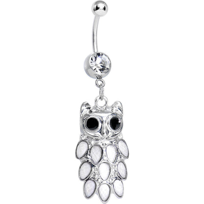 Crystalline Gem Dressed Up Owl Dangle Belly Ring