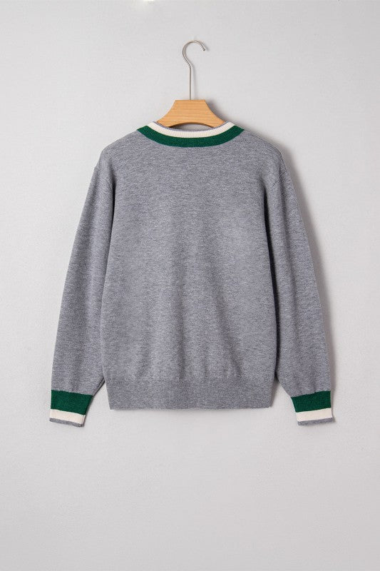 Scarlett Striped Trim Varsity Sweater