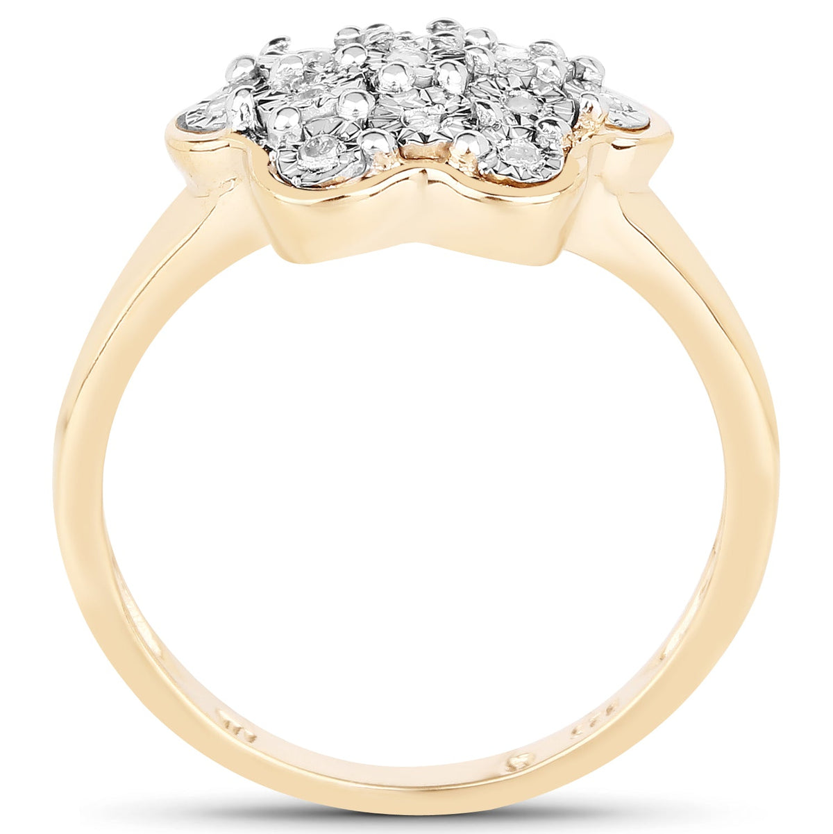 14K Yellow Gold Plated 0.07 Carat Genuine White Diamond .925 Sterling Silver Ring