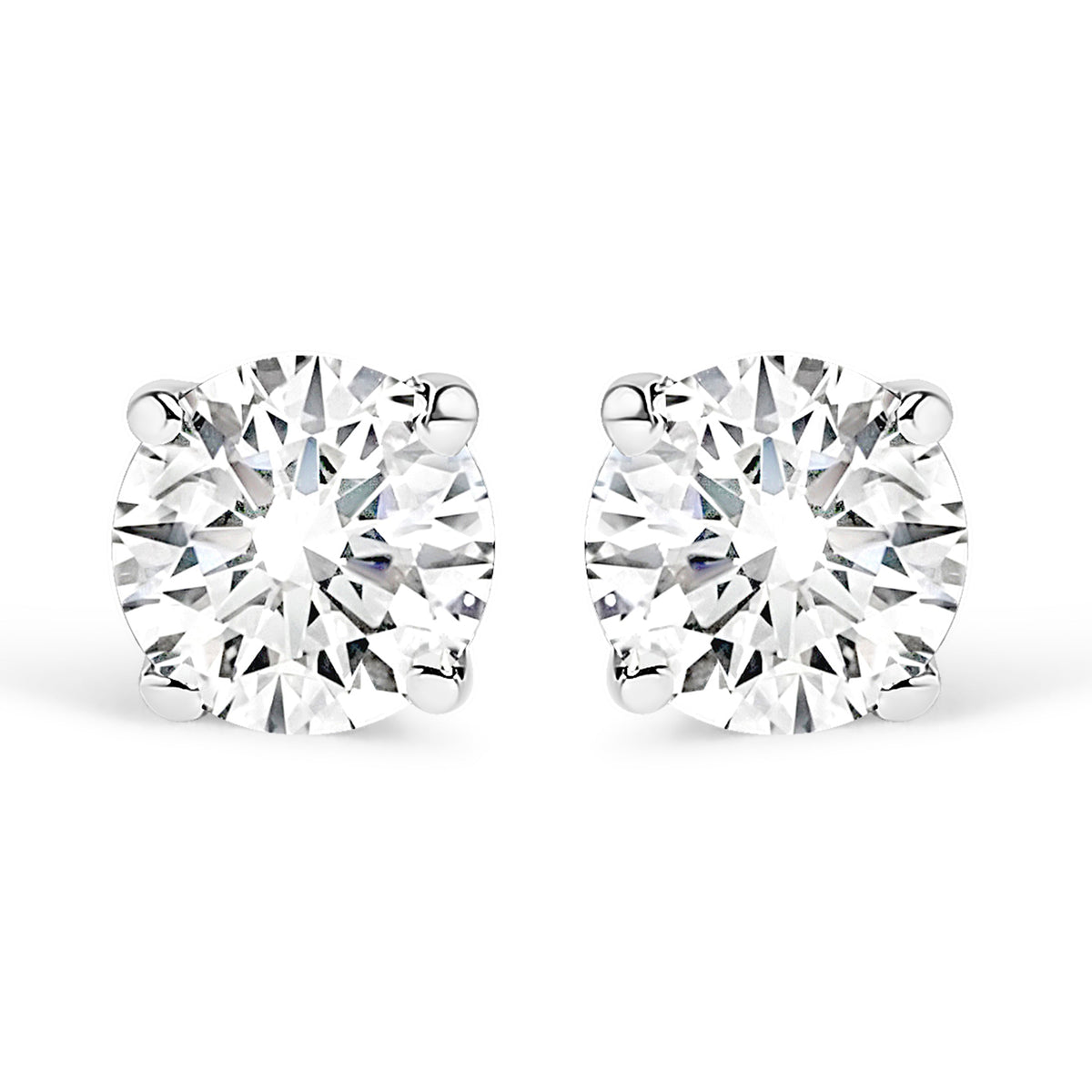 14K White Gold 1/2 Cttw Round Lab Grown Diamond Solitaire Stud Earrings