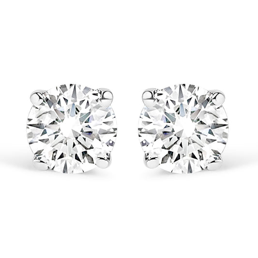 14K White Gold 1/2 Cttw Round Lab Grown Diamond Solitaire Stud Earrings