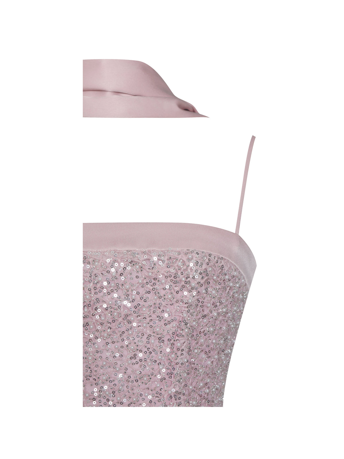 Raizel Pink Beaded Sequin Bodycon Gown with Scarf