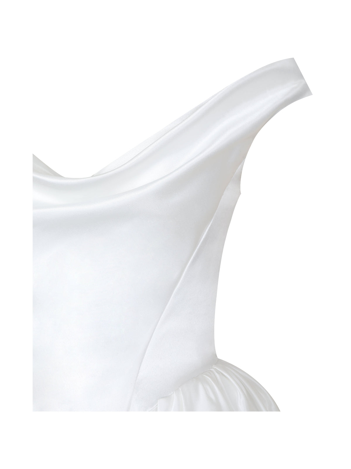 Unna White Satin Bardot Cowl Wedding Gown (PREORDER)