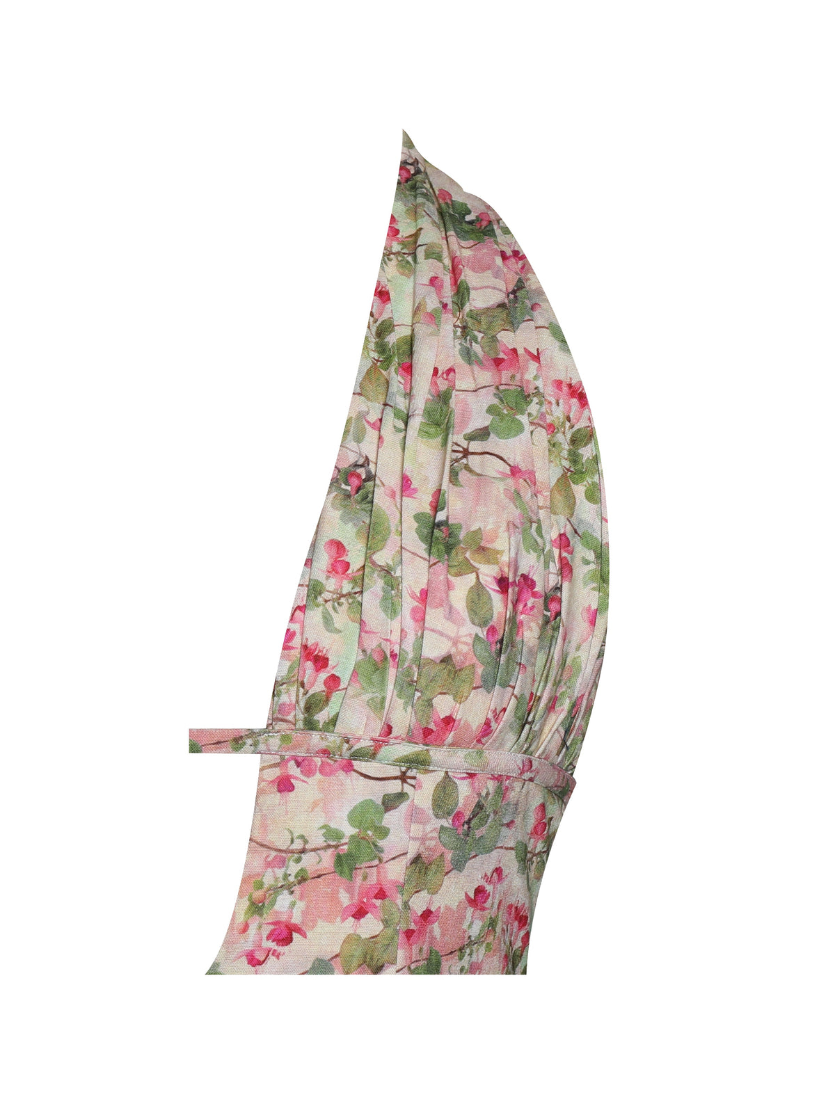 Mackenzie Green and Pink Floral Print Halter Linen Mini Dress