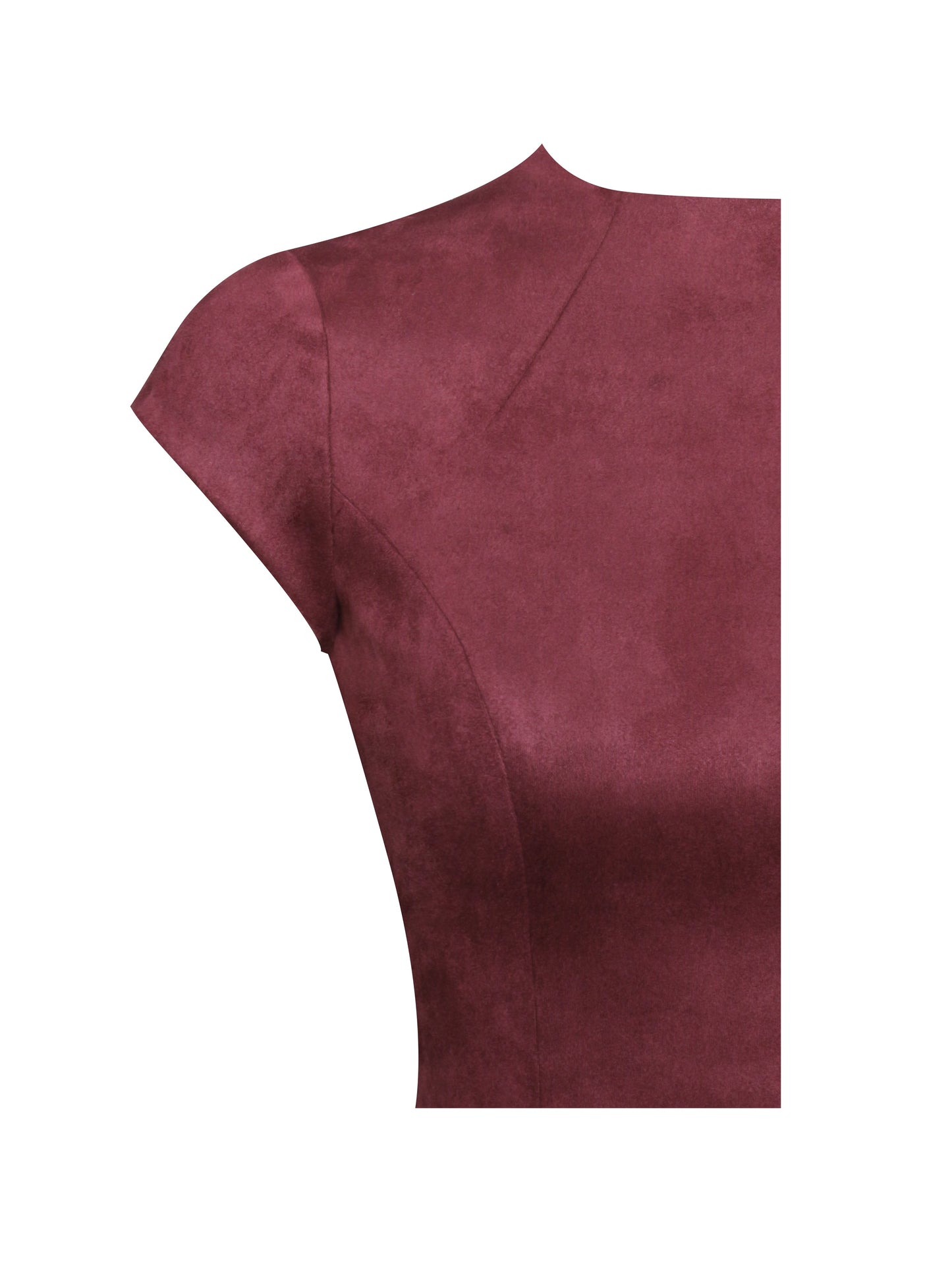 BBC Jacqueline Backless Burgundy Mini Puffy Suede Dress