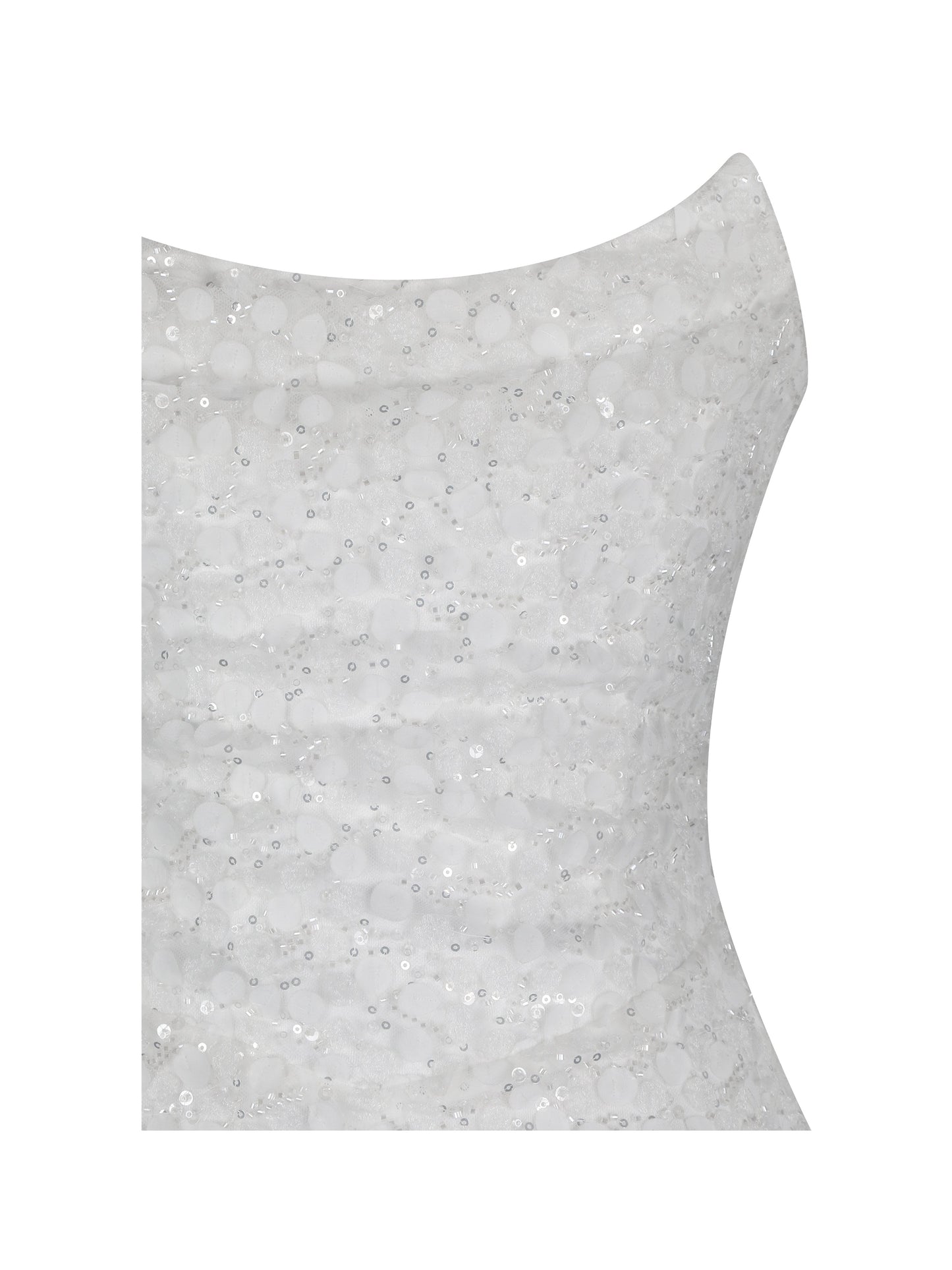Myra White Beaded Mesh Strapless Wedding Dress
