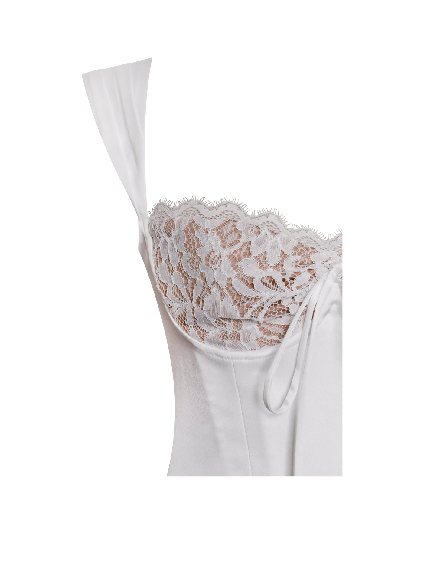 Freddie White Lace Satin Maxi Corset Dress