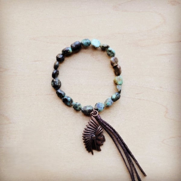 xxNatural Turquoise Stretch Bracelet Indian Charm