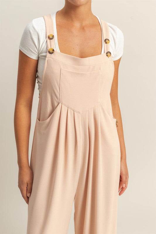 HYFVE Pleated Detail Front Pocket Wide Strap Overalls