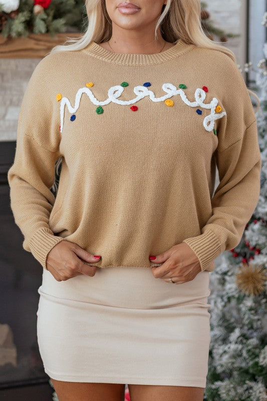 Christmas Merry Dot Dolman Sleeve Sweater
