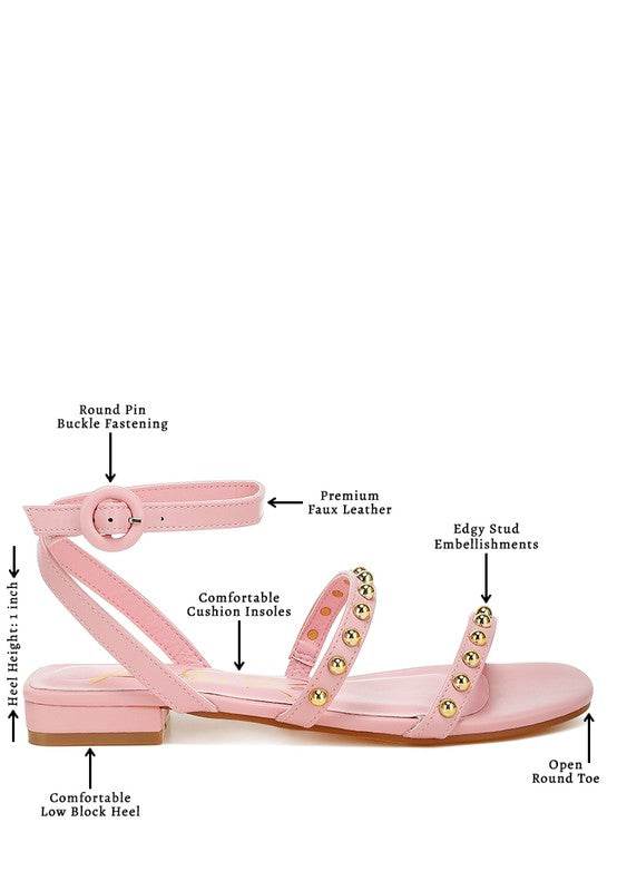 Flippity Studded Ankle Strap Flat Sandals