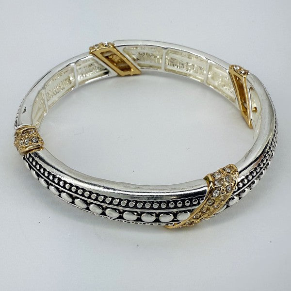 Silver or 2 Tone Finish Filigree Stretchable Brace