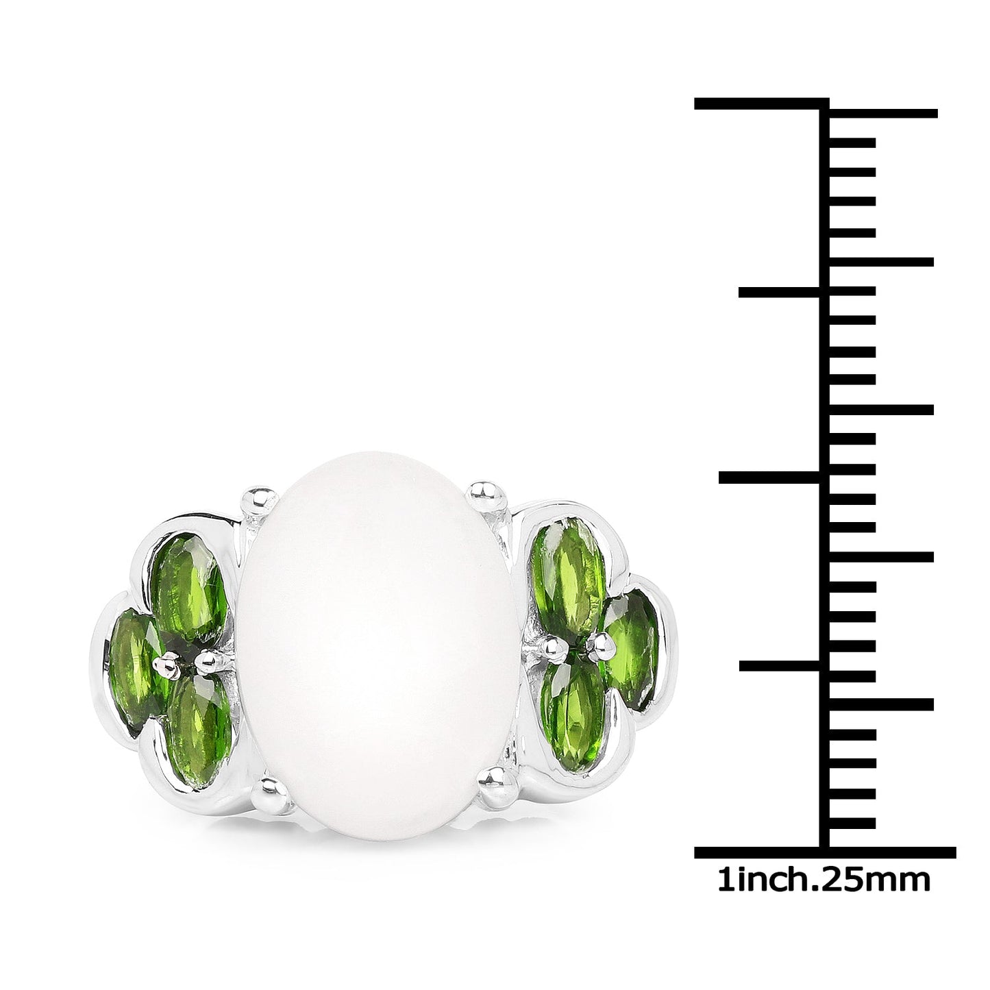 4.52 Carat Genuine Opal and Chrome Diopside .925 Sterling Silver Ring