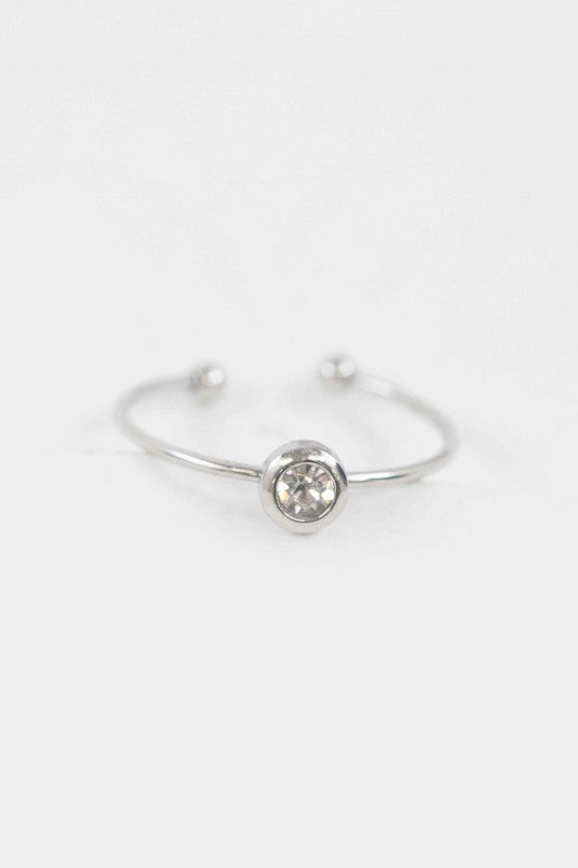 Circle Charm Adjustable Ring | Silver