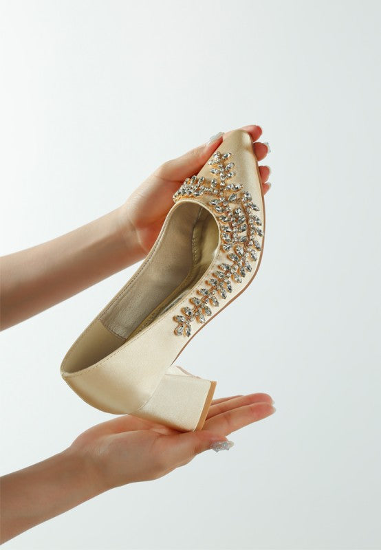 Abatina Satin Diamante Embellished Pumps