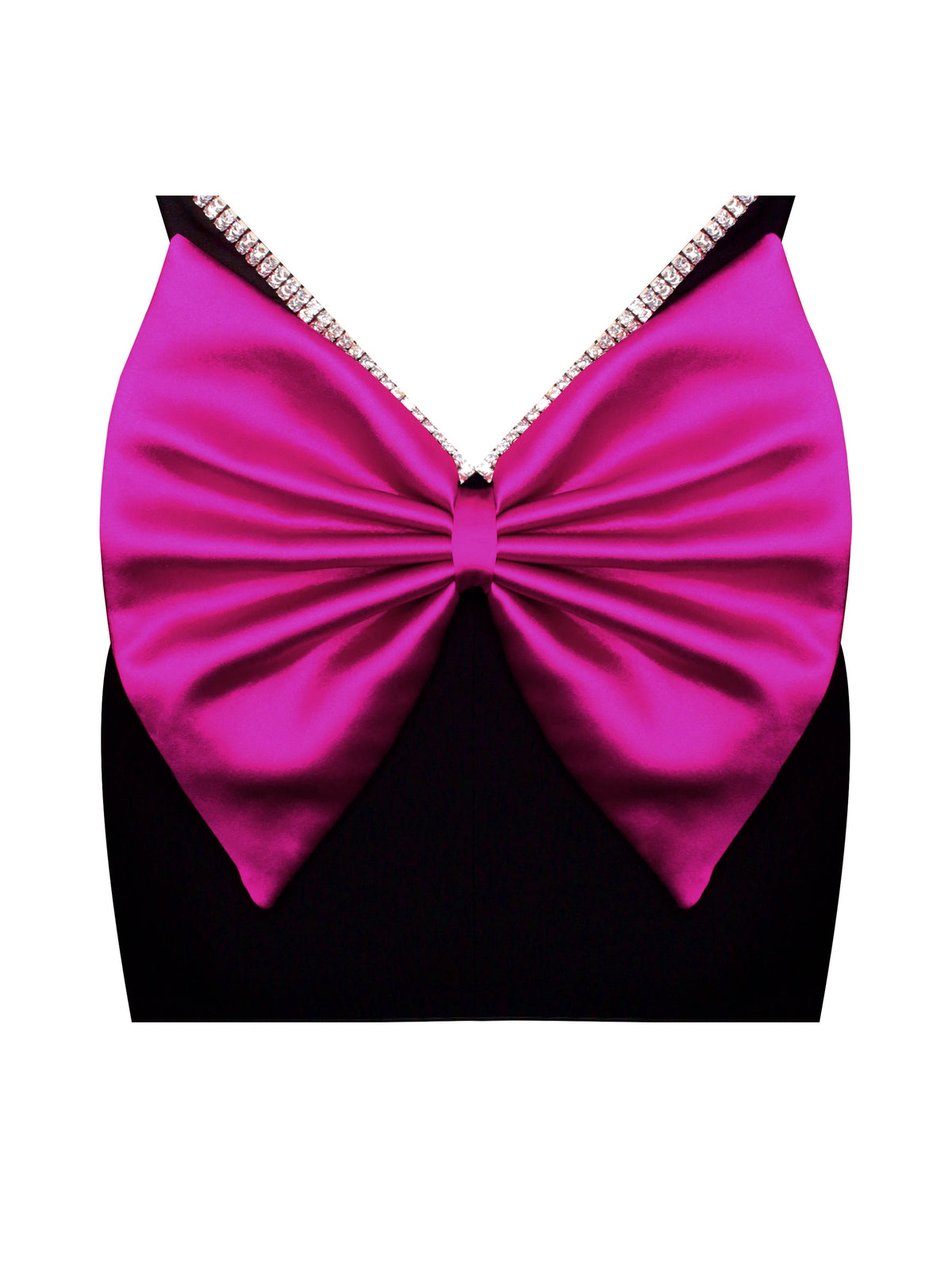 Flore Black Crystal Straps Backless Gown With Bow