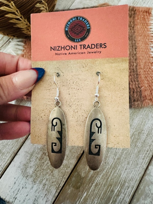 Old Pawn Hopi Overlaid Sterling Silver Dangle Earr