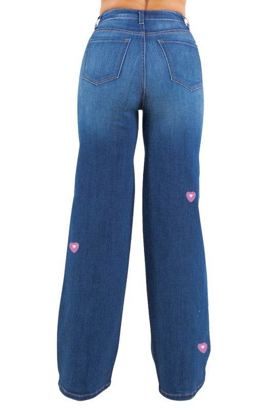 Heart Stud Wide Leg Jean