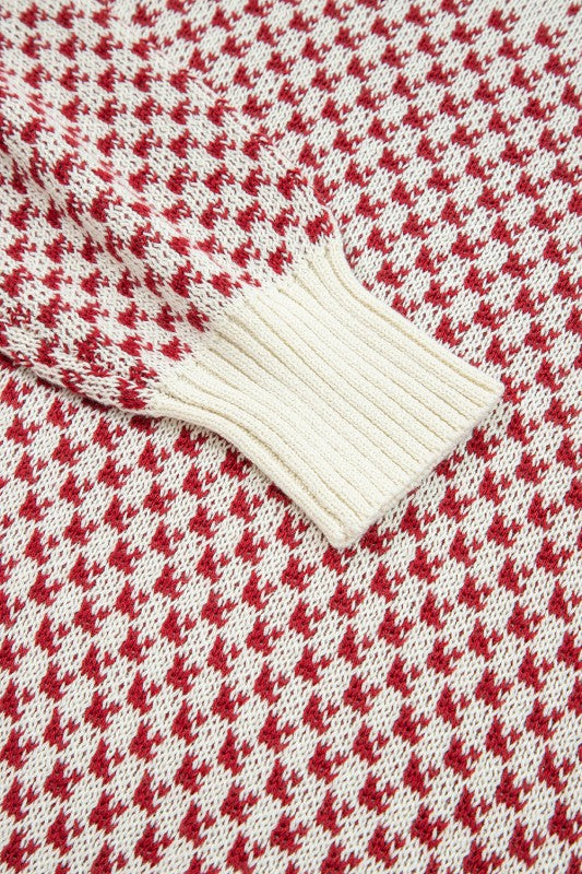 Dotted Colorblock Lantern Sleeve Sweater