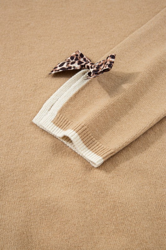 Ava Cuff Contrast Trim Sweater