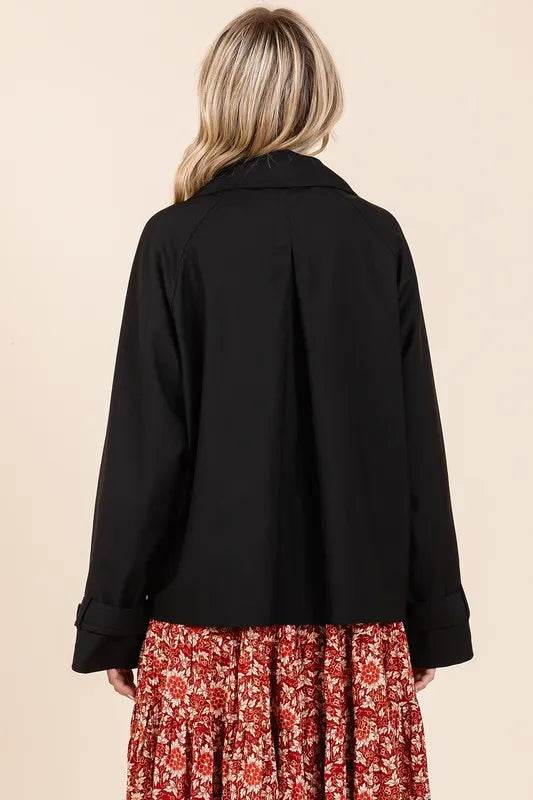 Mittoshop Double Breasted Long Sleeve Trench Coat Jacket