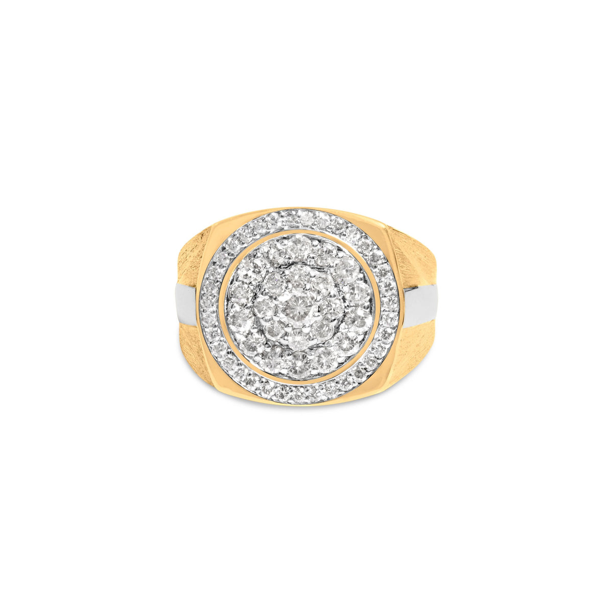 10K Yellow Gold 1 1/2 Cttw Diamond Cluster and Halo Signet Mens Ring (K-L Color, I1-I2 Clarity) - Size 10
