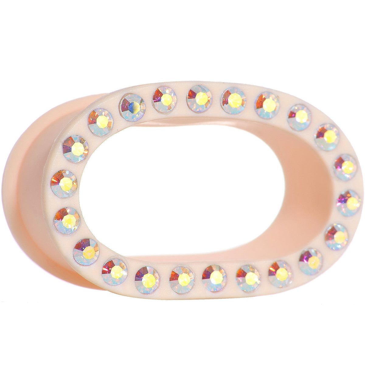 9/16 Aurora Gem Peach Silicone Double Flare Tunnel