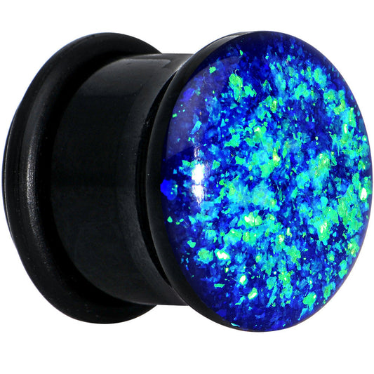 9/16 Black Acrylic Blue Confetti Party Single Flare Plug