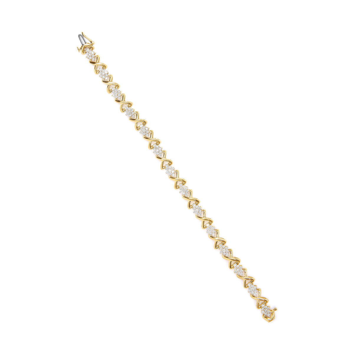10k Yellow Gold Plated .925 Sterling Silver 2.00 Cttw Round-Cut Diamond Link 7" Bracelet (H-I Color, I2-I3 Clarity)