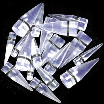 00G to 1 inch 18 Piece Clear Acrylic Ear Stretching Taper Kit