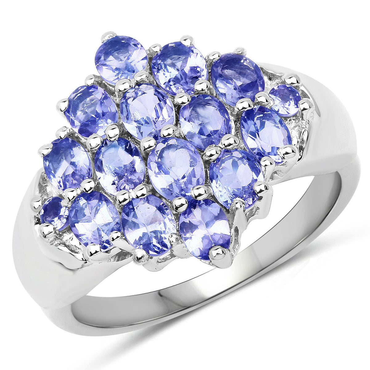 2.45 Carat Genuine Tanzanite .925 Sterling Silver Ring