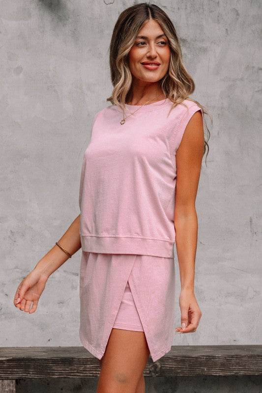 Aria 2 Pieces Mineral Wash Cotton Tank Top Lined S