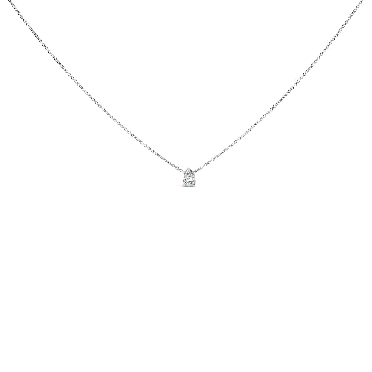 14K White Gold 1/2 Cttw Pear Shape Lab-Grown Diamond 3-Prong Solitaire Pendant Necklace 18 Inch (F-G Color, VS2-SI1 Clarity)
