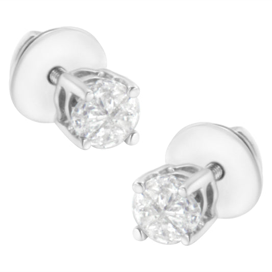 14K White Gold 1/2 Cttw Pie-Cut Diamond Solitaire Stud Earrings (H-I Color, SI1-SI2 Clarity)