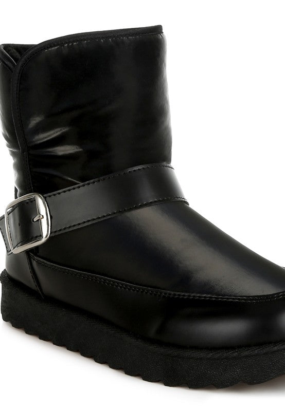Jammy Buckle Strap Puffy Ankle Boots