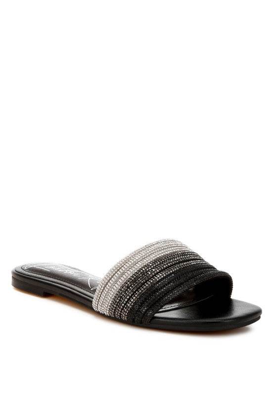 Chrisy Rhinestone Strap Slip On Flats
