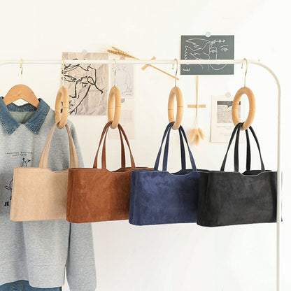 Retro Simple Handbag - Versatile Suede Baguette Bag for Fashionable Shoulder Hobo Style