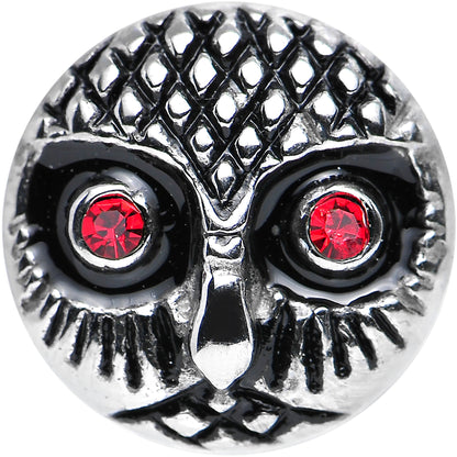 0G Red Gem Eyes Stainless Steel Thoughtful Owl Screw Fit Plug