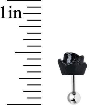 16G Jet Black Courtship Rose Cartilage Tragus Earring