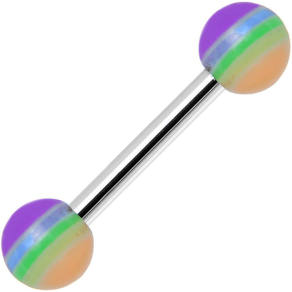 18G Acrylic Faded Rainbow Stripe Straight Barbell Eyebrow Ring