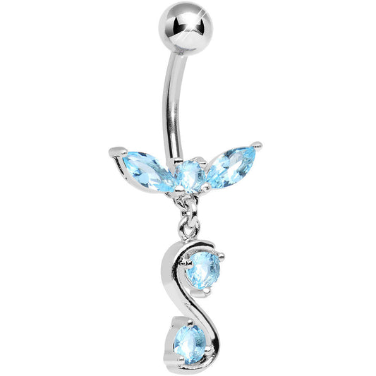 Aqua Cubic Zirconia Flight to Infinity Dangle Belly Ring