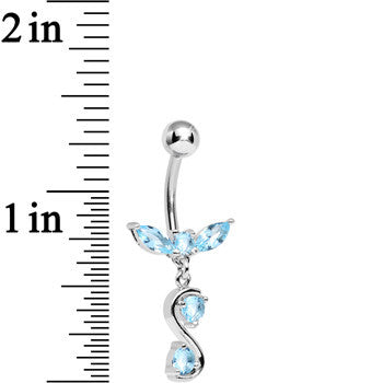 Aqua Cubic Zirconia Flight to Infinity Dangle Belly Ring