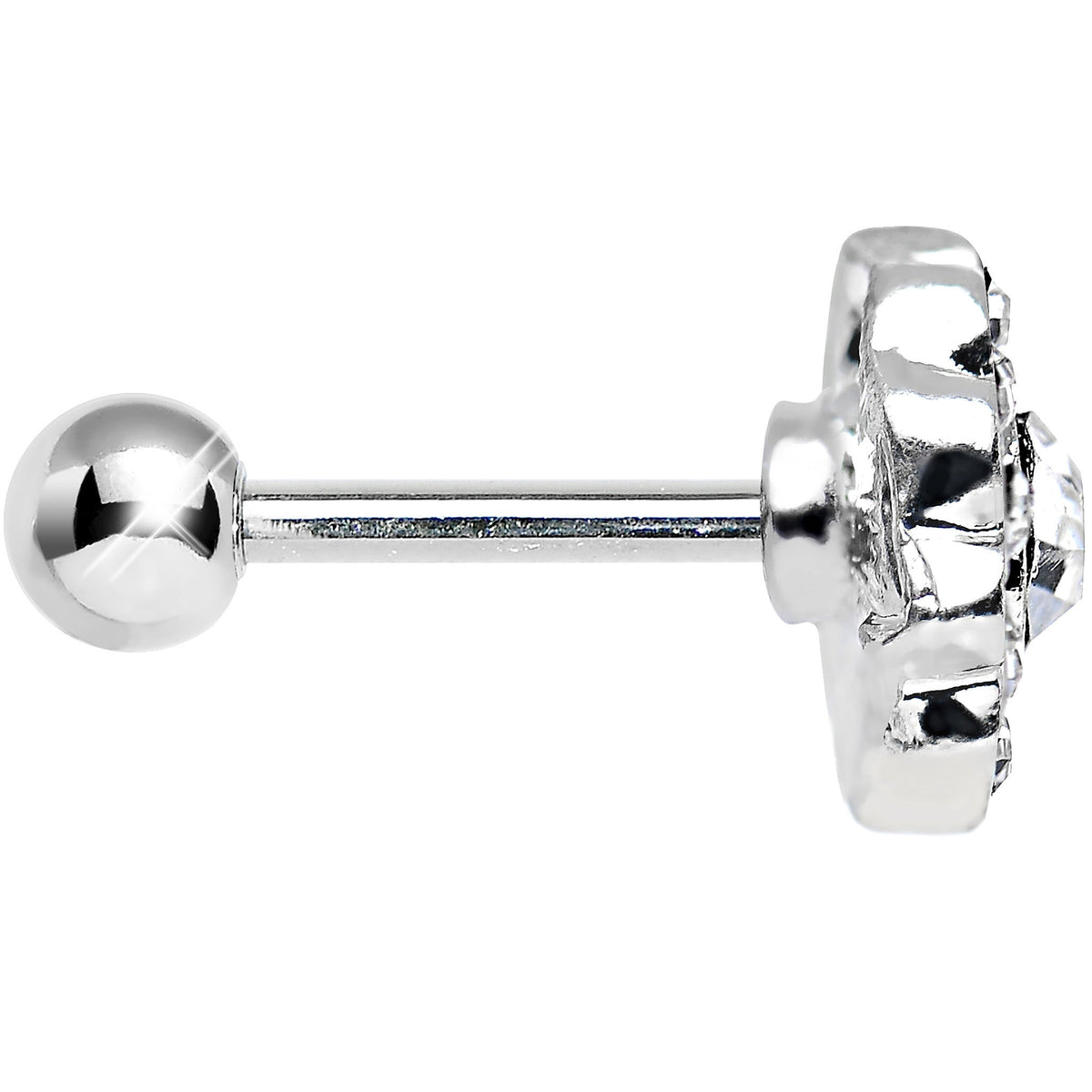 18G Clear CZ Sparkling Flower Cartilage Tragus Earring
