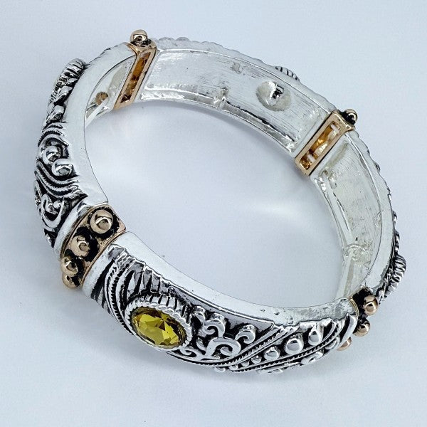 2 Tone Filigree Design Stretchable Bracelet
